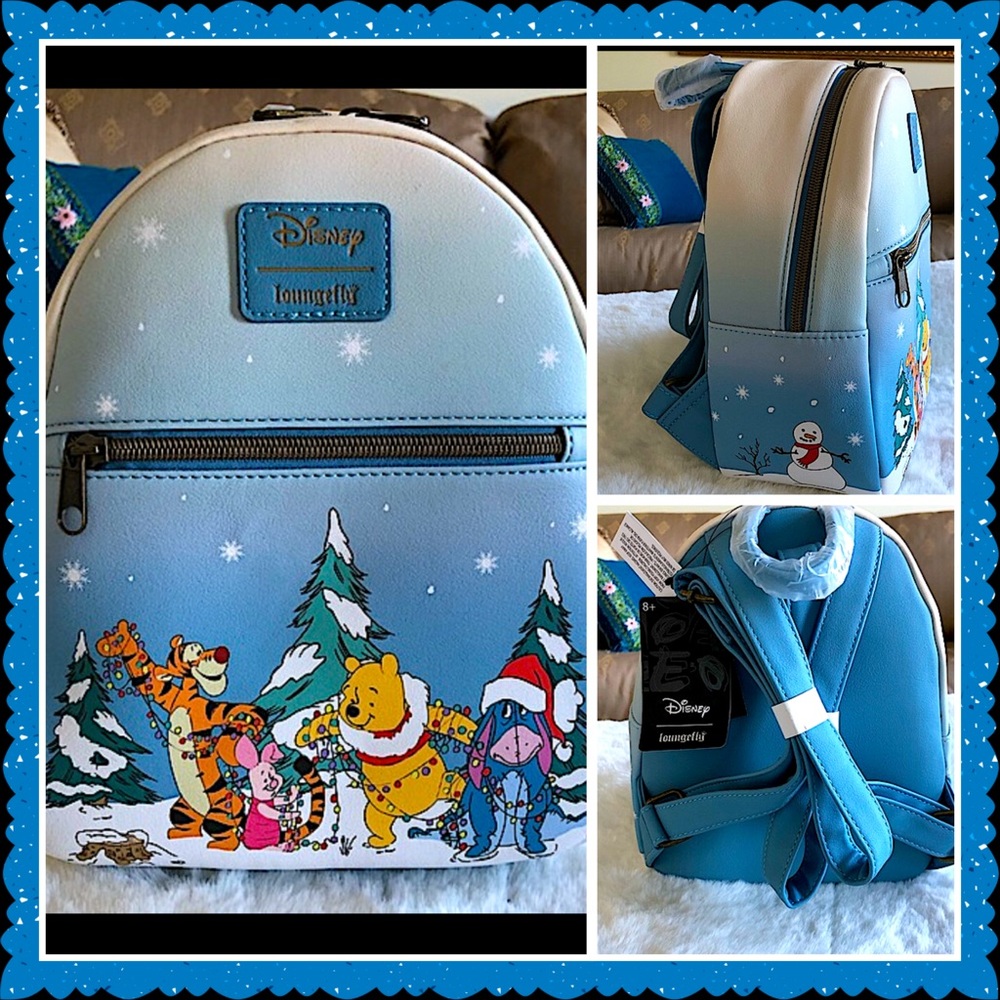 Disney Loungefly Winnie The Pooh and Friends Christmas Holiday Backpack
